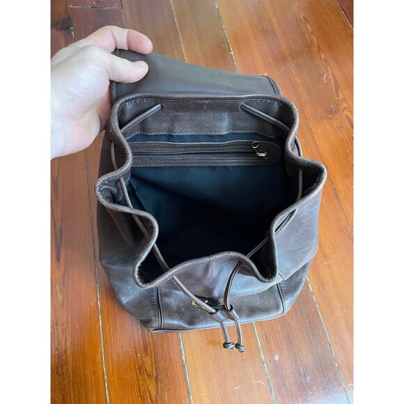 Vintage Coach Brown Leather Drawstring Backpack Brass Hardware main image 10